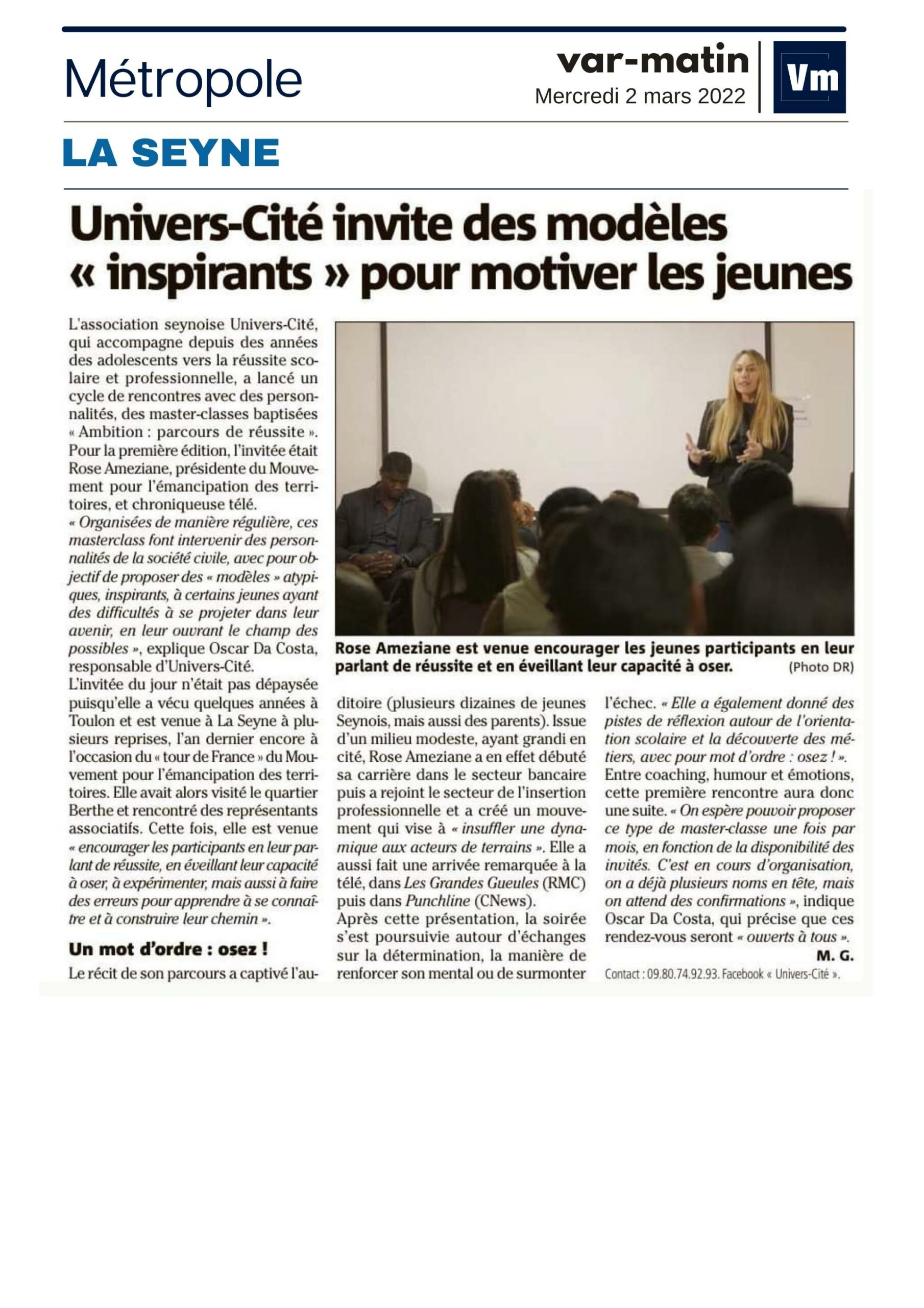 “Univers-Cité invite des modèles « inspirants » pour motiver les jeunes”